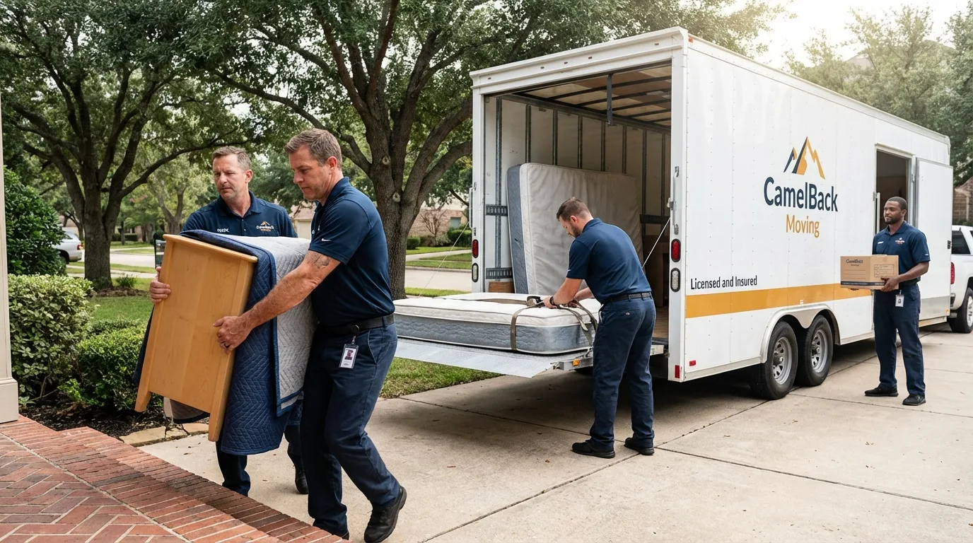 Crew loading residential truck for cross-state move from Fremont, NH